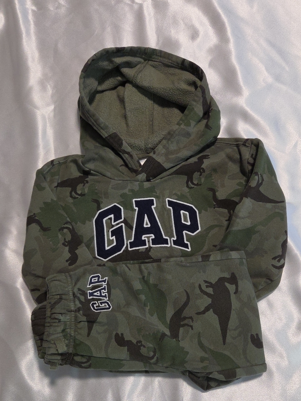 GAP Kids Green Camo Dinosaur Hoodie
